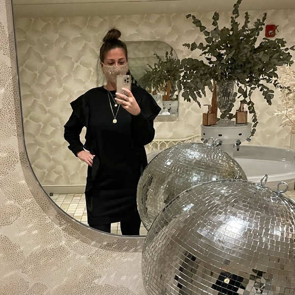 Oversized Ruffle Front Sweatshirt Dress - Picture 3 of 3